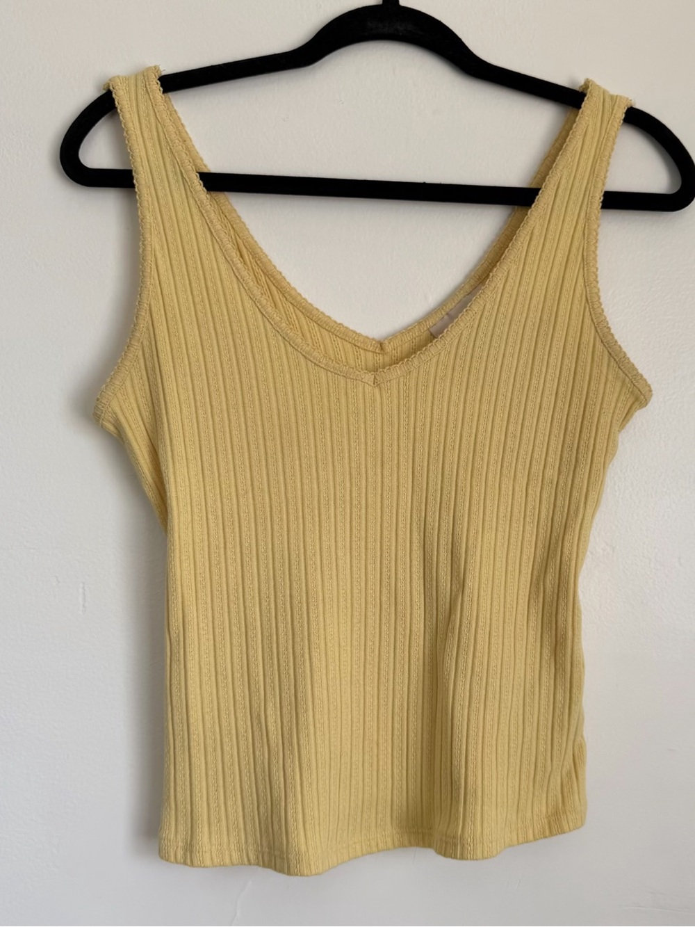 Women's Ribbed V-Neck Tank Top - Yellow